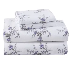Laura Ashley Jessika Purple Queen Flannel SheetSet