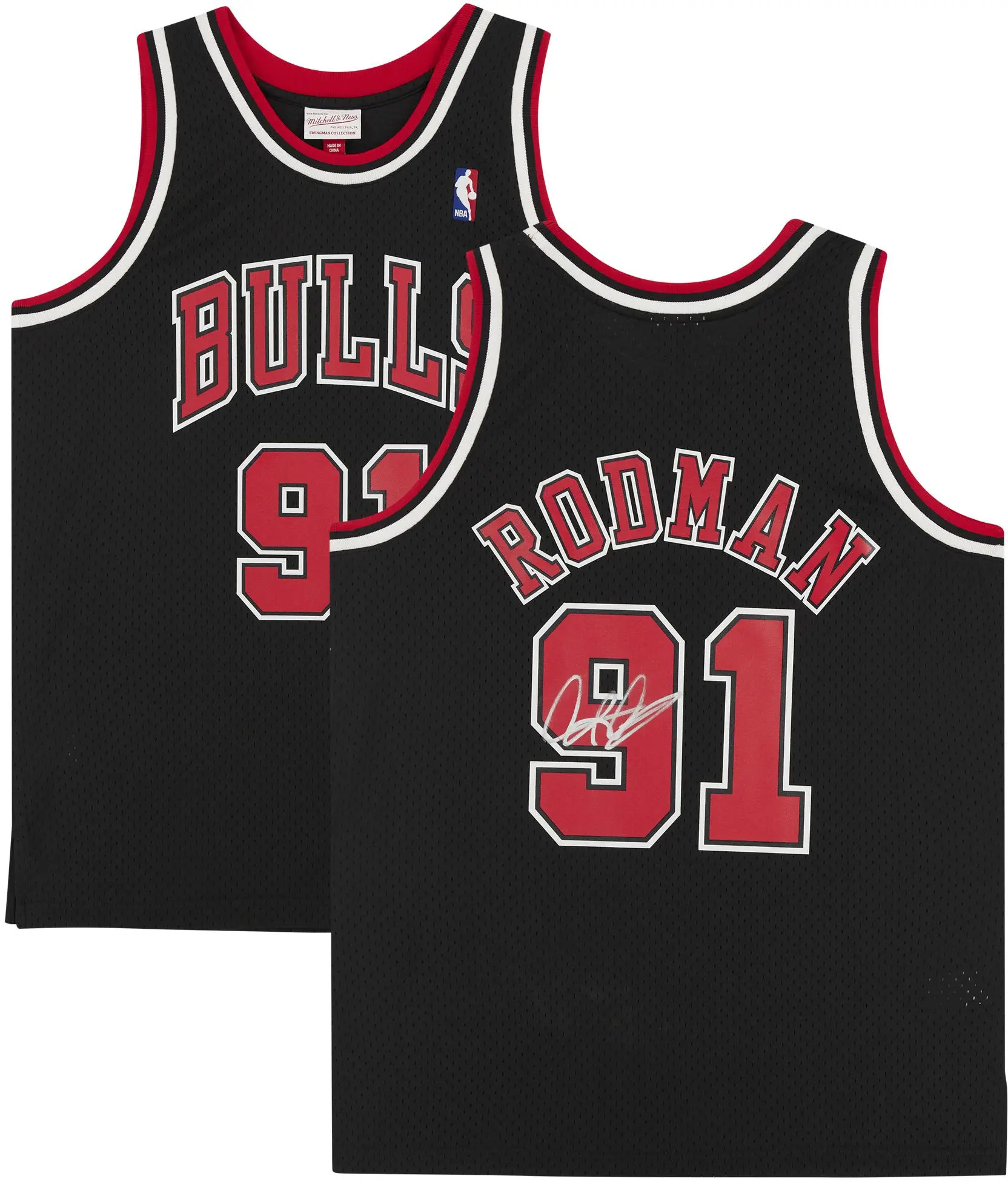 Dennis Rodman Chicago Bulls Signed Black 1997-98 Mitchell & Ness Replica Jersey
