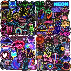 200 Pcs Cool Neon Stickers, Sticker Pack for Kids Adults Teens, Waterproof Vinyl Stickers, Stickers for Laptop Skateboard Journal Notesbook Computer Phone Cup Guitar Luggage etc