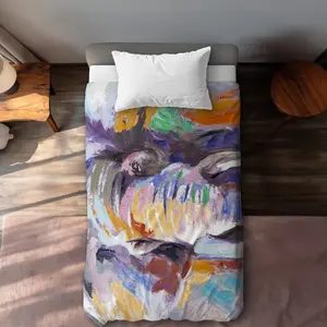 360 stand Twin Extra Long Microfiber Cloth Duvet Cover - Breathable Pastel Orange Bedding Linen with Whimsical Look, Whimsical Animal Motif Elephant Printed Face, Extra-Long Duvet Covers, Graphic Duvet Covers