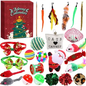 Cat Advent Calendar 2025, 24 Days Christmas Countdown Interactive Cat Toys Set for Indoor Cats with Catnip Toys, Feather Teaser Wand, Jingle Bell Balls - Xmas for Kittens and Cat Lovers