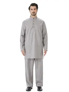 Muslim Men Long Sleeve Shirt Pants Set, Middle East Robe, Thobe Combo, Casual Fashion, Comfortable Wear, Perfect for Daily Use