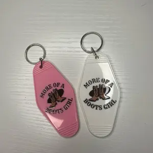 Boots girl western Motel Keychain - Premium UVDTF Acrylic Design