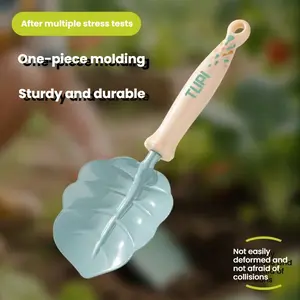 Cute Pastel Gardening Tools Set 4pcs, Leaf & Flower Shaped Shovel Rake Fork, Lightweight Plastic Planting Tools for Backyard & Balcony
