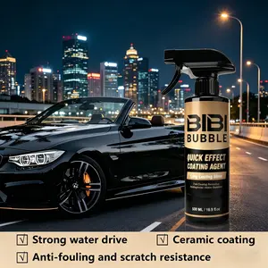 BIBI-BUBBLE Ceramic Coating Spray - 17oz Magic 3-in-1 Waterless Wash & Wax - Quick Car Wax Polish & Polymer Paint Sealant -Instant Mirror Shine Top Coat for Cars - Hydrophobic Paint Sealant & Showroom Gloss Protection