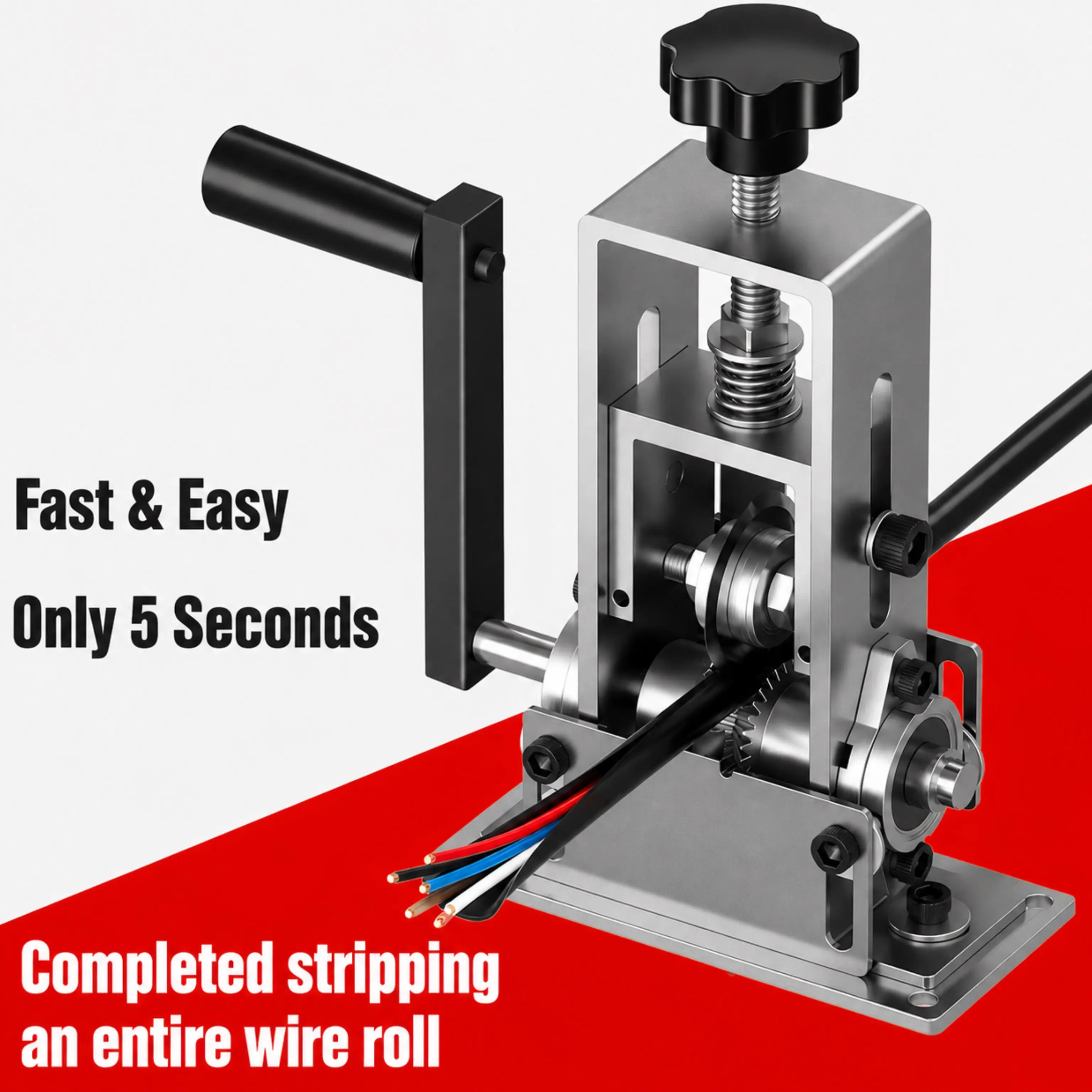 Heavy Duty Wire Stripping Machine - Hand Crank & Drill-Powered Options, 1-25mm Cable Compatibility, Quick-Change Blade, Aluminum Alloy Frame, 10x Faster Stripping, 5-Axis CNC Milling Scrap Cable Removal & Cutting Specialty Hand Tool