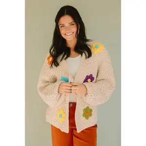 Floral Daisy Wish Oatmeal Cardigan - FINAL SALE