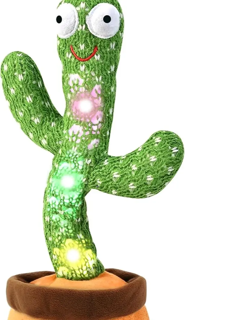Dancing Talking Cactus Toy for Toddlers 18 Months+, Repeats What You Say, Singing, Recording & Dancing Interactive Toy with Adjustable Volume, Gift for Boys & Girls