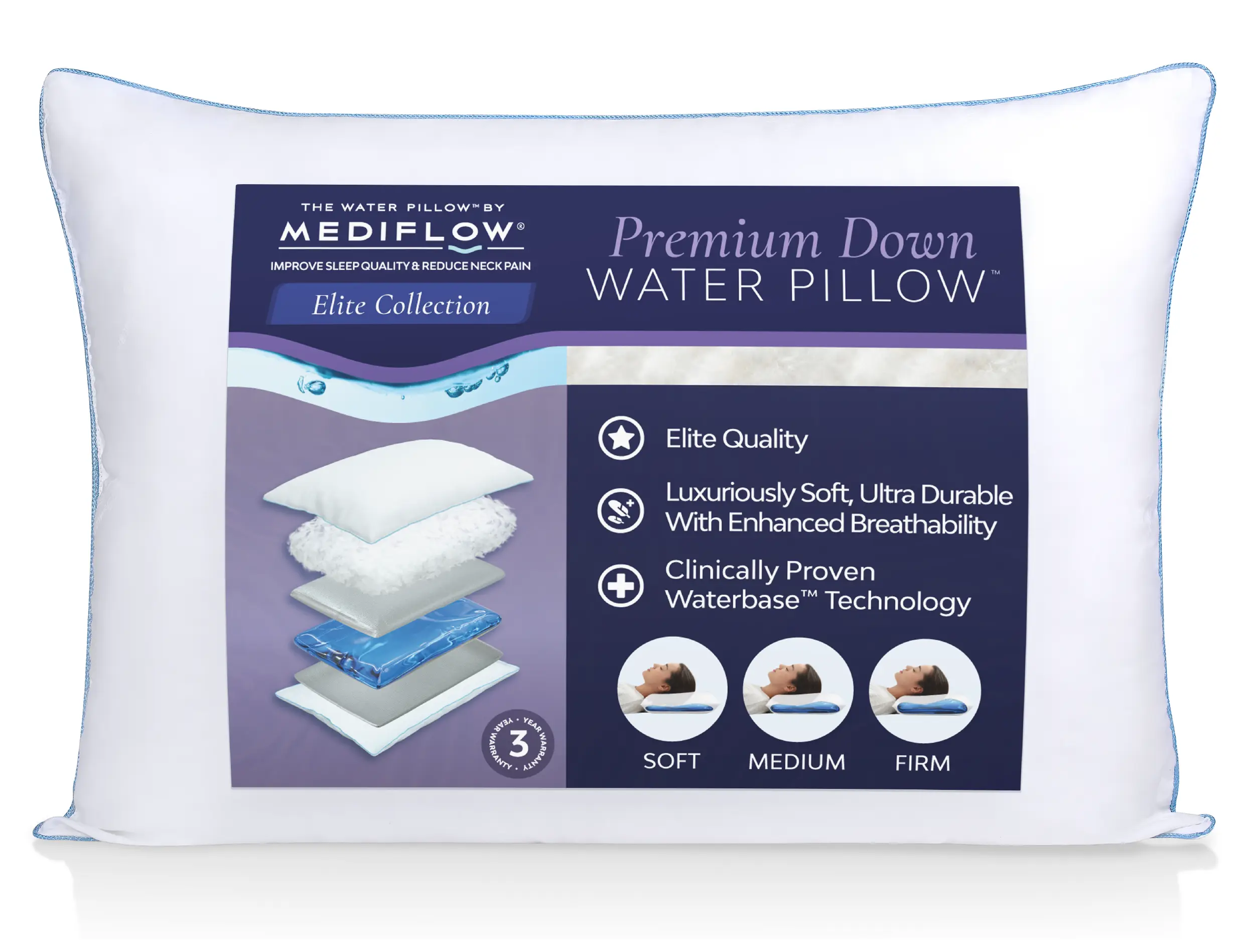 Mediflow Water Pillow - Elite Down bed pillow adjustable pillow