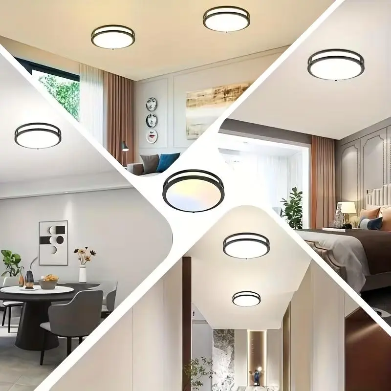 13 Inch 36W Led Recessed Ceiling Light Fixture Dimmable Adjustable Color Temperature 2700K To 6000K Black Finish With Remote Control Suitable For Hallway Bathroom Kitchen Stairwell Bedroom Indoor Home Decor Lighting summervibes