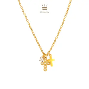 Mother’s Day Gift for Mom: 316L Surgical Stainless Steel Cross Necklace – Gold Layered Chain with CZ Pendant, Waterproof, Hypoallergenic, Tarnish-Resistant