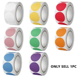 500PCS Roll Colorful Dot Stickers, Round Color Coding Labels in 8 Solid Colors, 1 Inch DIY Graffiti Stickers for Office and Classroom Use, Decoration Sticker, Circle Sticker Label