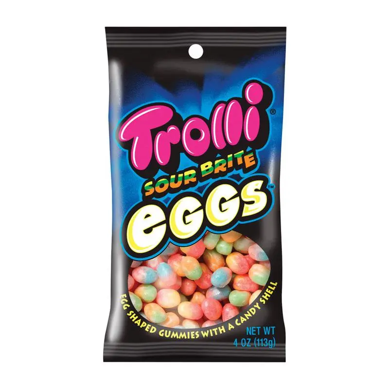 Trolli Sour Brite Eggs, 4 oz Bags, 12 Pack — Sour Gummy Candy Eggs, Sweet & Sour Chewy Gummies, Easter Basket Candy
