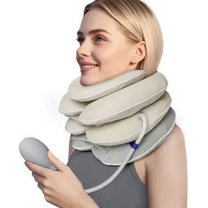 Voluart Neck Stretcher with Brace - Inflatable Cervical Traction Device for Neck Pain Relief, Adjustable Neck Decompression Tool with Breathable Fabric, Home Use Neck Traction Pillow