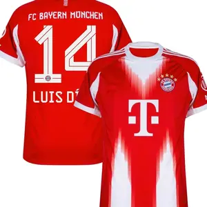 Unisex Soccer/Football Bundesliga Club Bayern Munich Luis Diaz 14 Home 2025/26 Replica Player Jersey - Red