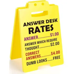 Funny Team Office Gifts Answer Desk Rates Sign Gag Fun Gift for Coworker Teammate Employee Boss Office Cubicle Decor for Birthday Christmas White Elephant Gifts