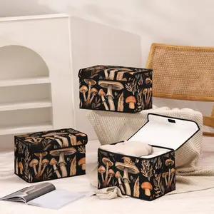 Mushroom Pattern Storage Box with Handles, Bedroom Closet Organizer, Bed Underneath Storage for Clothes Blankets Sheets Toys