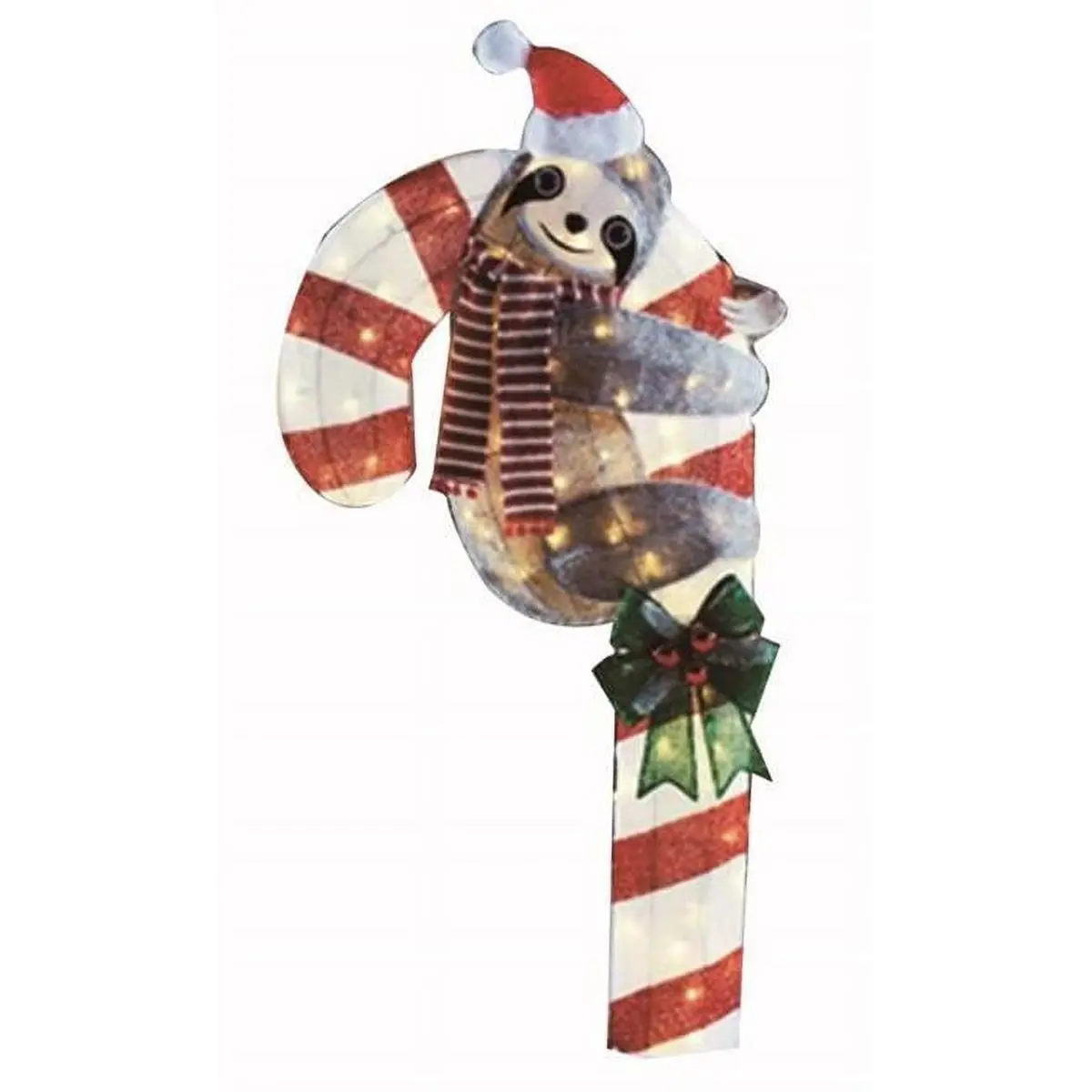Sienna 9086441 4 ft. LED Sloth Fairy Lights - Candy Cane Motif, Warm White Decorative Lights, Collapsible Christmas Yard Decoration