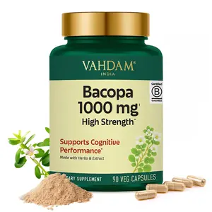 VAHDAM Bacopa Monnieri Capsules 1000mg | Supports Cognitive Performance | High Strength Made with Herbs & Extract | 90 Veg Capsules