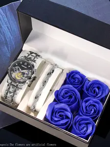 Men's Business Fashion Watch & Bracelet Set, Fashion Watch Set for Party, Daily Clothing Decor, Stylish Watch, Trendy All-match & Exquisite Watch Set for Birthday Gift