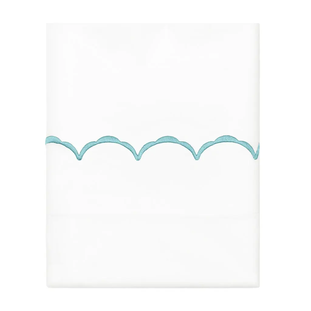 Turquoise Wavelet Embroidered Pillowcase Pair