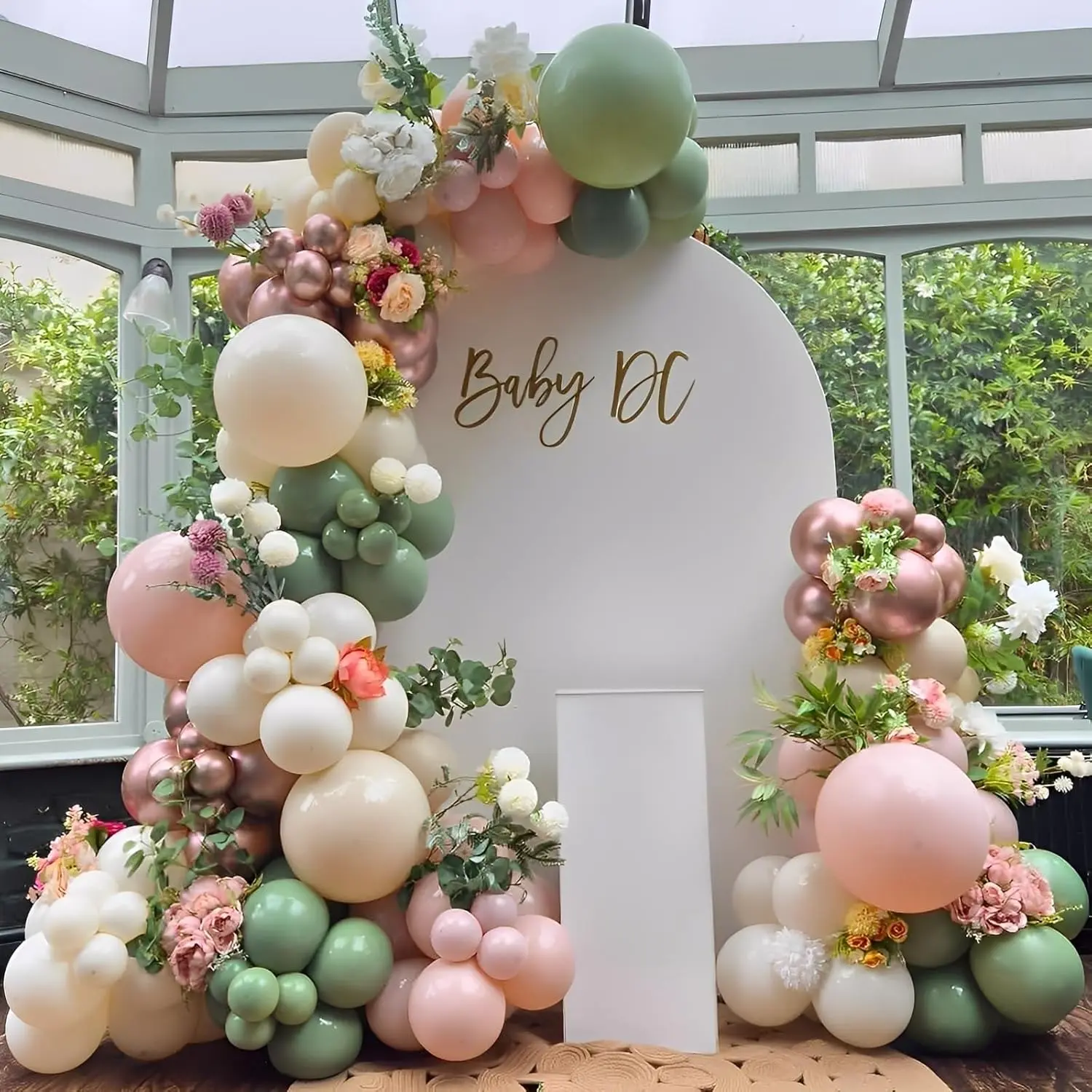 140 PCS Baby in Bloom Balloon Arch Kit with Dusty Pink & Sage Green for Boho Baby Shower & Birthday