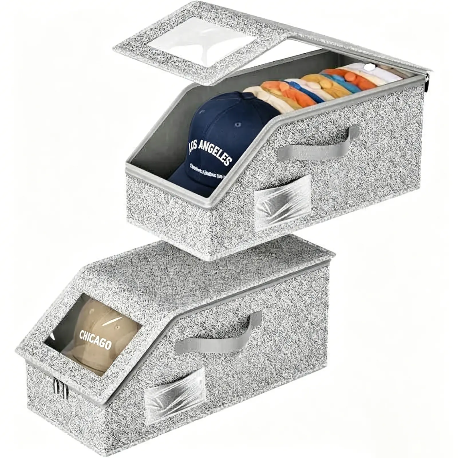 Stackable Hat Storage Boxes for Baseball Caps, Holds Up to 24 Hats, Durable Cardboard Box for Men, Classic Style, mens gifts，Wardrobe Organizer，hat, Hat Organizer, Organizer Storage