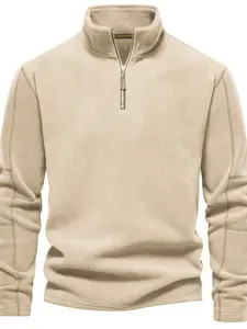 Men's Fall Winter Heavyweight Half-Zip Sweatshirt, Simple and Stylish, Warm and Comfortable, Ideal for Daily Commute and Light Outdoor Scenes