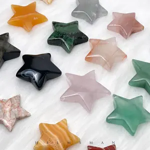 [Video Order]1 Count Star Crystal Carving/Size:48mm-60mm/Weight:50g-80g/Material:Golden obsidian,Yellow calcite,Rose quartz,Red jasper,Candy fluorite and so on