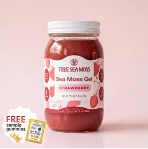 True Sea Moss Strawberry Irish Sea Moss Gel with Gift – Rich in Essential Minerals & Vitamins – supports overall vitality