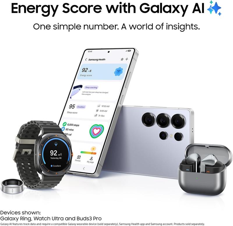 Samsung Galaxy S25 Ultra SM-S938B/DS 256GB + 12GB RAM AI Smartphone, 6.9" Dynamic LTPO AMOLED, Snapdragon 8 Elite, 5000mAh Battery, Titanium SilverBlue, Factory GSM Unlocked, International Model