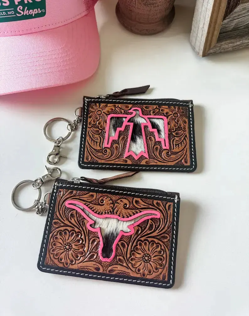 Tooled Leather Keychain Wallet