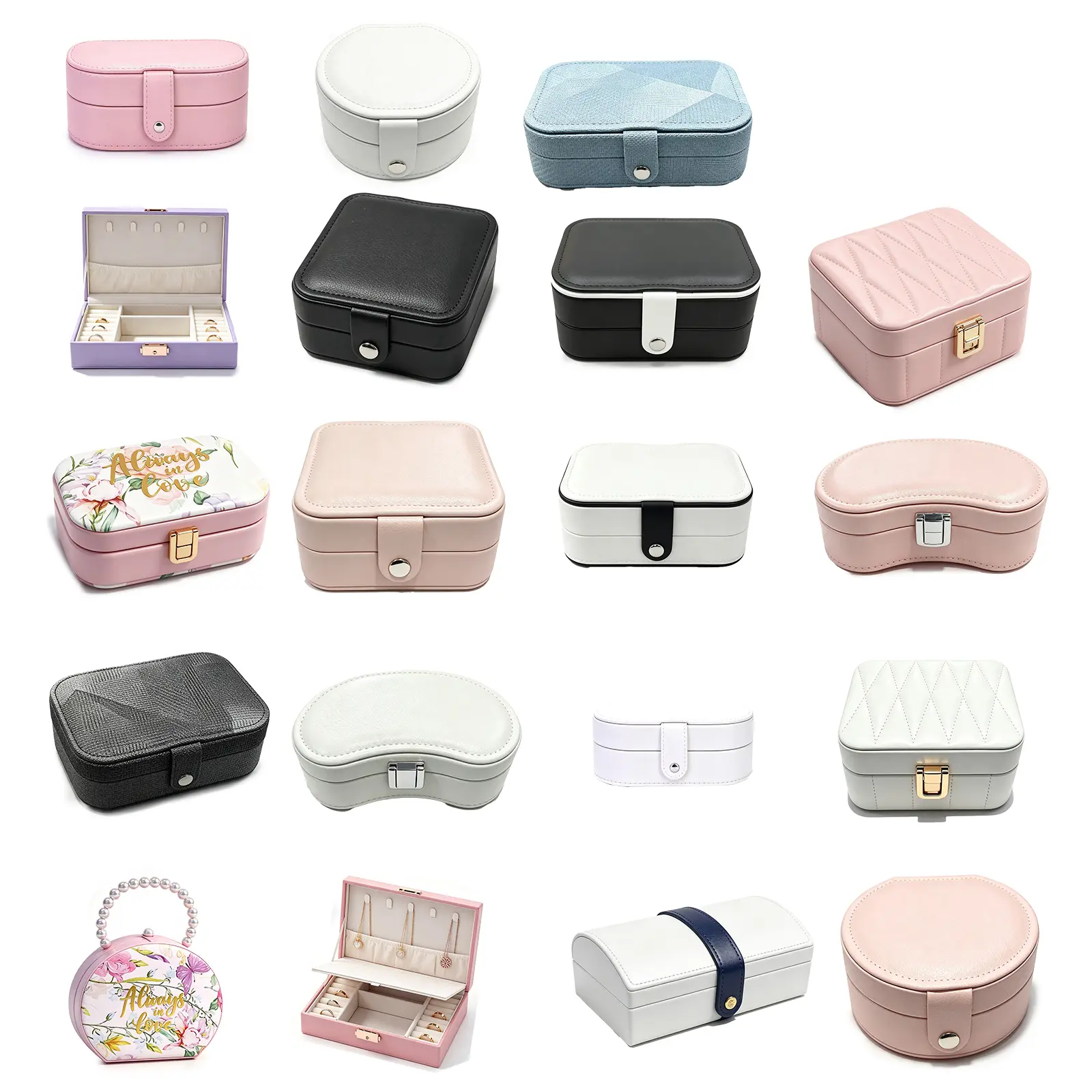 Floral Lightweight Velvet 19Pcs Multi-Style Portable PU Leather Jewelry Box - 2-Layer Lockable Tangle-Free Home Organizer Storage Case for Rings, Earrings, Necklaces, Bracelets, Teenager Decor Gift for Women, Vanity, Buckle, Compact Slim, Lockable Layers