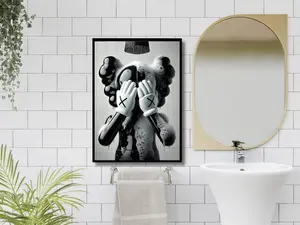 Kaws in Shower Hypbeast Poster, Printable Art for Shower Wall Art, Product without frame Decor Gift