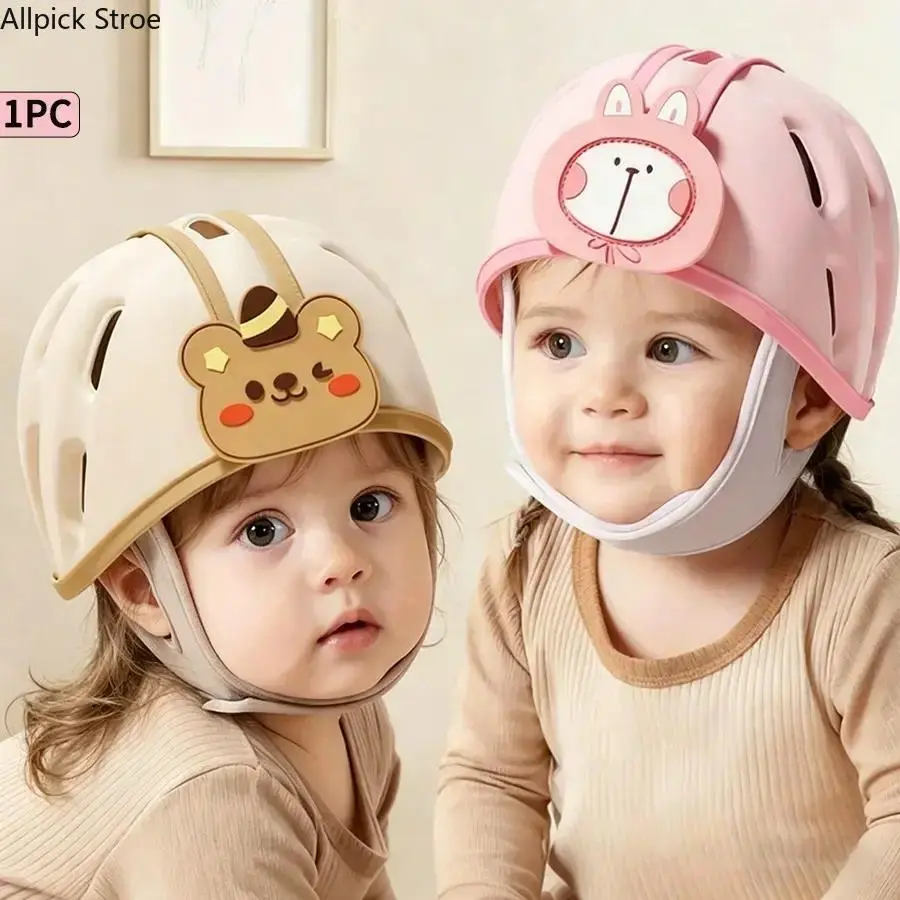 Baby Safety Helmet with Cartoon Dinosaurs Pattern, Soft Breathable Cushion for Infants, Lightweight Anti-Fall Gear for Crawling & Everyday Protection, Cool & Breathable, Cushion Cap, Lightweight Shock-Absorbing, Little Dinosaur Character Cushion Cap