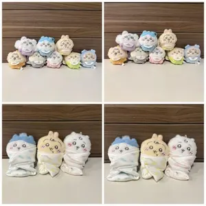 Chiikawa Baby Swaddle Series Plush Doll Usagi Hachiware Momonga Flying Squirrel Soft Plush Toy Keychain for Kids Baby Gift