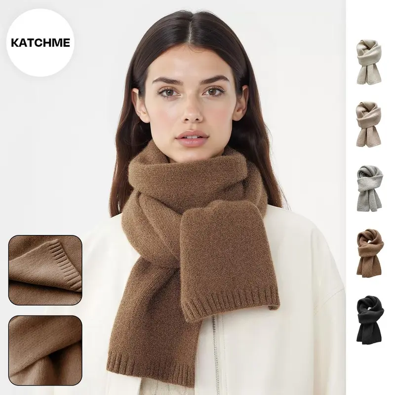 KatchMe Women's Versatile Cozy Solid Color Knitted Scarf for Fall & Winter, Comfortable & Windproof Women's Wrap, Minimalist Plain Scarves