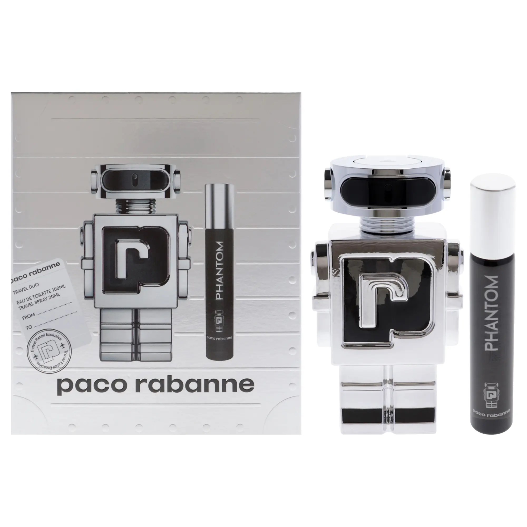 SET PR PACO RABANNE 2PC PHANTOM 3.4 EDT+0.68 EDT SPRAY (M) SOFT BOX TRAVEL RETAIL EXCLUSIVE ~