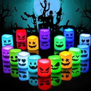 24Pack Color Changing Halloween Flameless Candles, 200+ Hours LED Votive Candles, Battery Operated Tea Lights for Pumpkin, Party, Christmas Decor (Batteries Included)