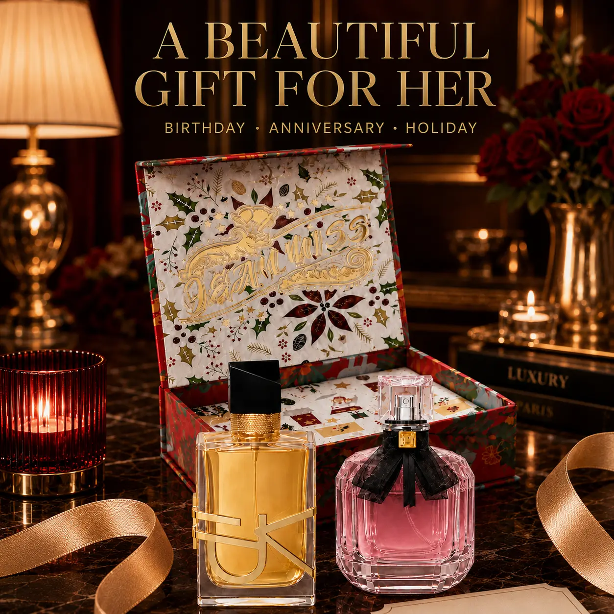 JEAN MISS Women’s Perfume Gift Set, 2 x 50ml Eau de Toilette | Floral Fruity, Herbal Citrus & Vanilla Scents | Long-Lasting Birthday Gift for Her|omen's perfume gift set