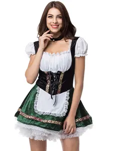 Women's Halloween German Bavarian Costume Velvet Dirndl Dress for Oktoberfest - Accessories, Womenswear plus size Adjustable Clothing Ribbon Style