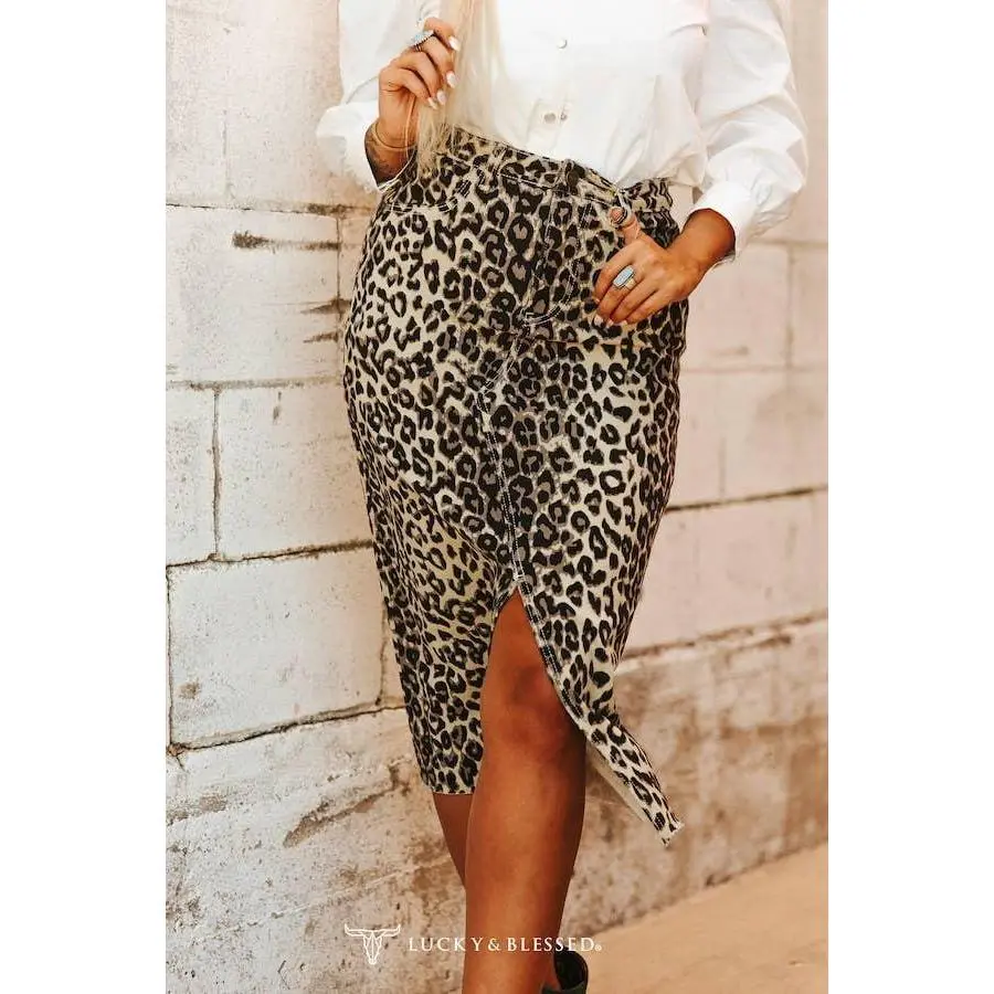 Sassy Leopard Front Frayed Skirt