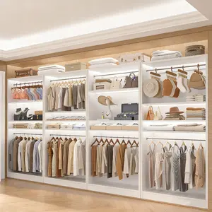 3FT Freestanding Closet System with 2 Hanging Rods & Adjustable Shelve, 36'' Wood Closet Organizer System, Clothes Garment Rack, Sturdy Walk-in Closet Tower Wardrobe Organizer, Hold 800LBS