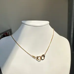 Unisex Solid Stainless Steel Handcuff Style Necklace - Fashion Accessory