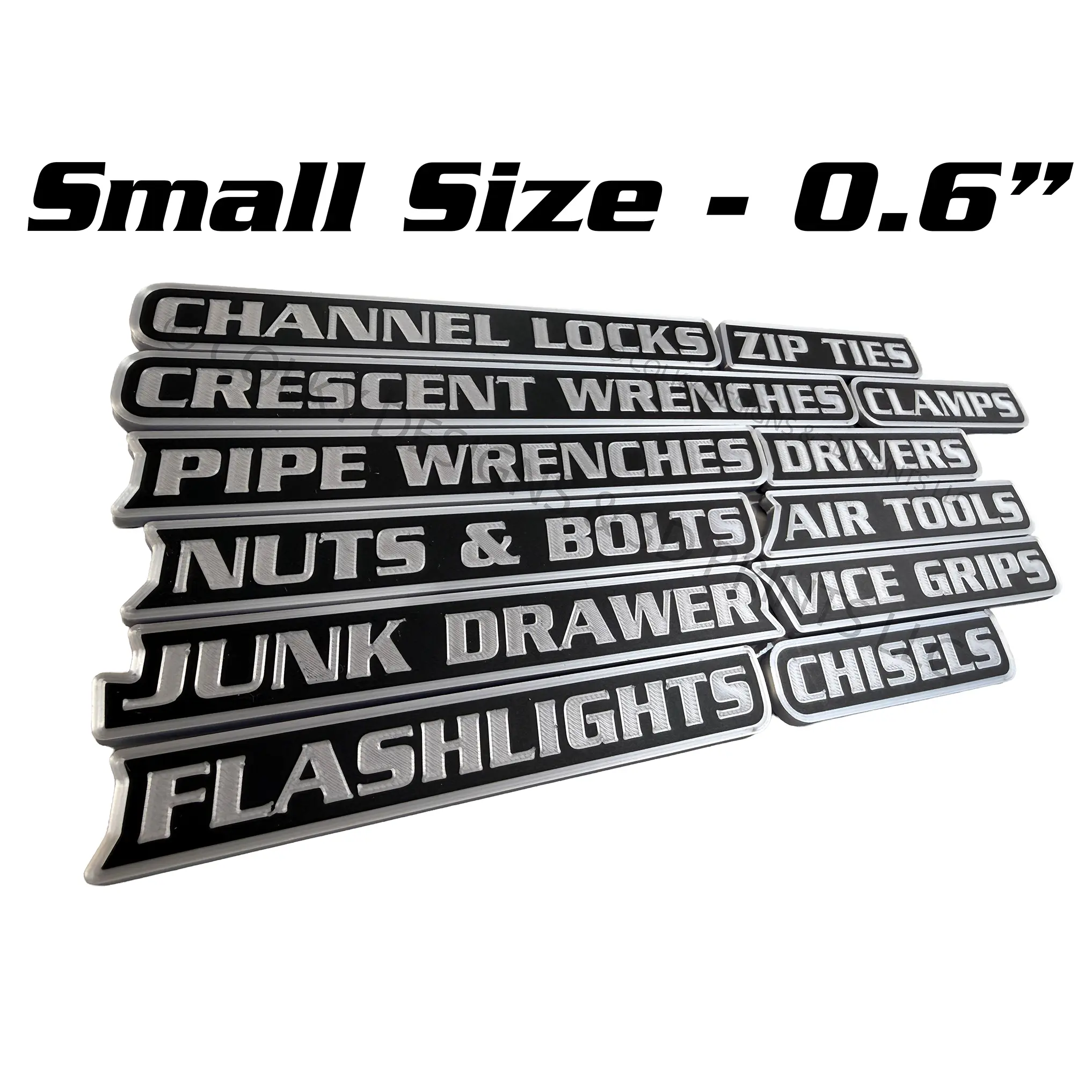 ColKy Designs 3D Print Magnetic Toolbox Label Badges - 12 Pieces Small 0.6" Rigid Plastic Shop Favorites Set, Organize Tools for Metal Cabinets, Daily Use Home Supplies Decor
