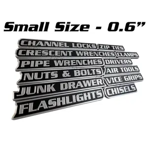 ColKy Designs - Small 0.6" - 12 Pack Magnetic Toolbox Label Badges – Common Custom & Shop Favorites Set – High Quality 3D Printed Label Badges and Emblems for Metal Cabinets, Drawers, Tool Chests, Decor Plastic Gift