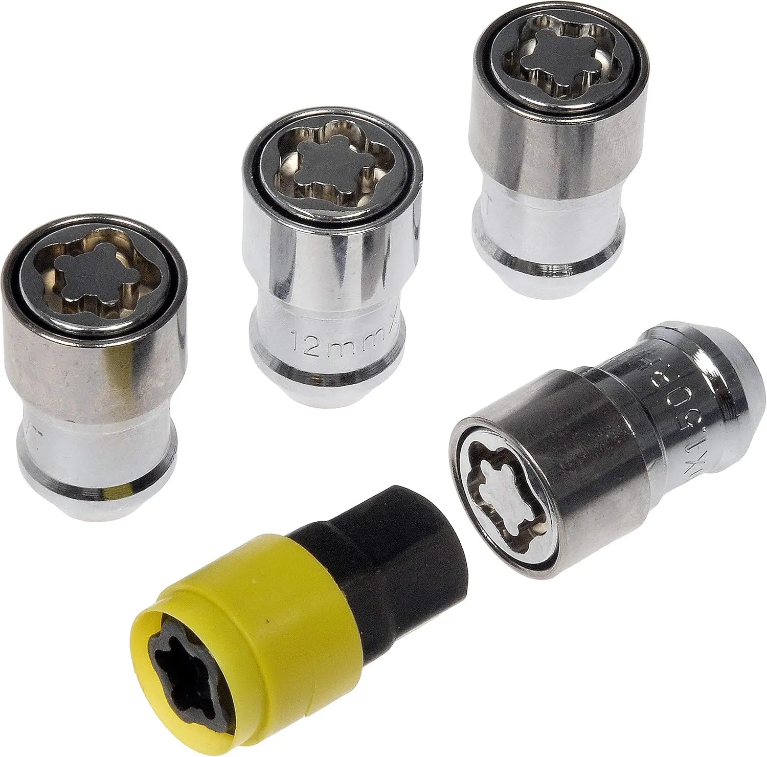 712-381 M12-1.50 Wheel Lock Set, 60-Degree Conical Seat, Includes 4 Wheel Locks & Key
