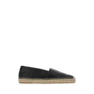 Saint Laurent Men Black Leather Monogram Espadrilles
