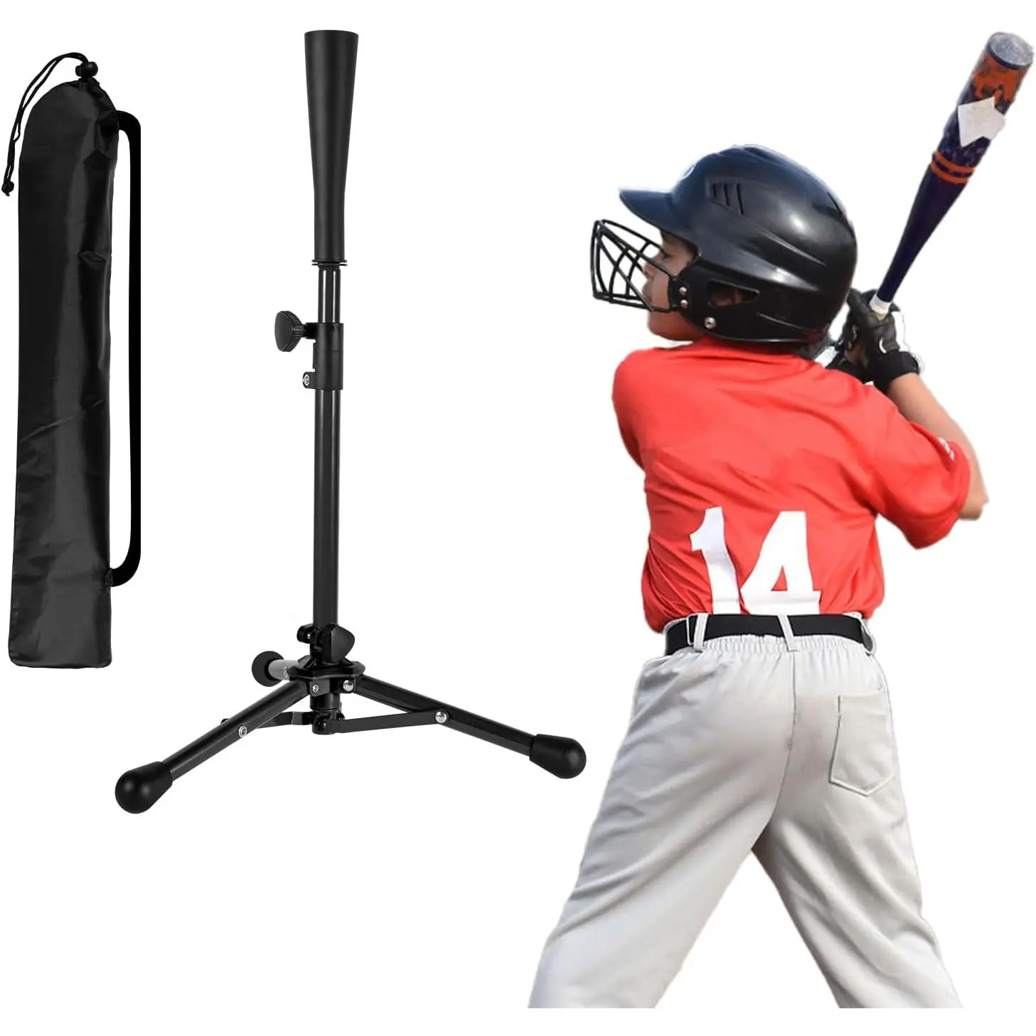 Baseball Tee, 20.87 to 31.29 Inches Batting Tees for Baseball with Carry Bag, Portable  Baseball Tees for Hitting, Tripod Tanner Tee for Baseball Practice Stand Aged 3-8