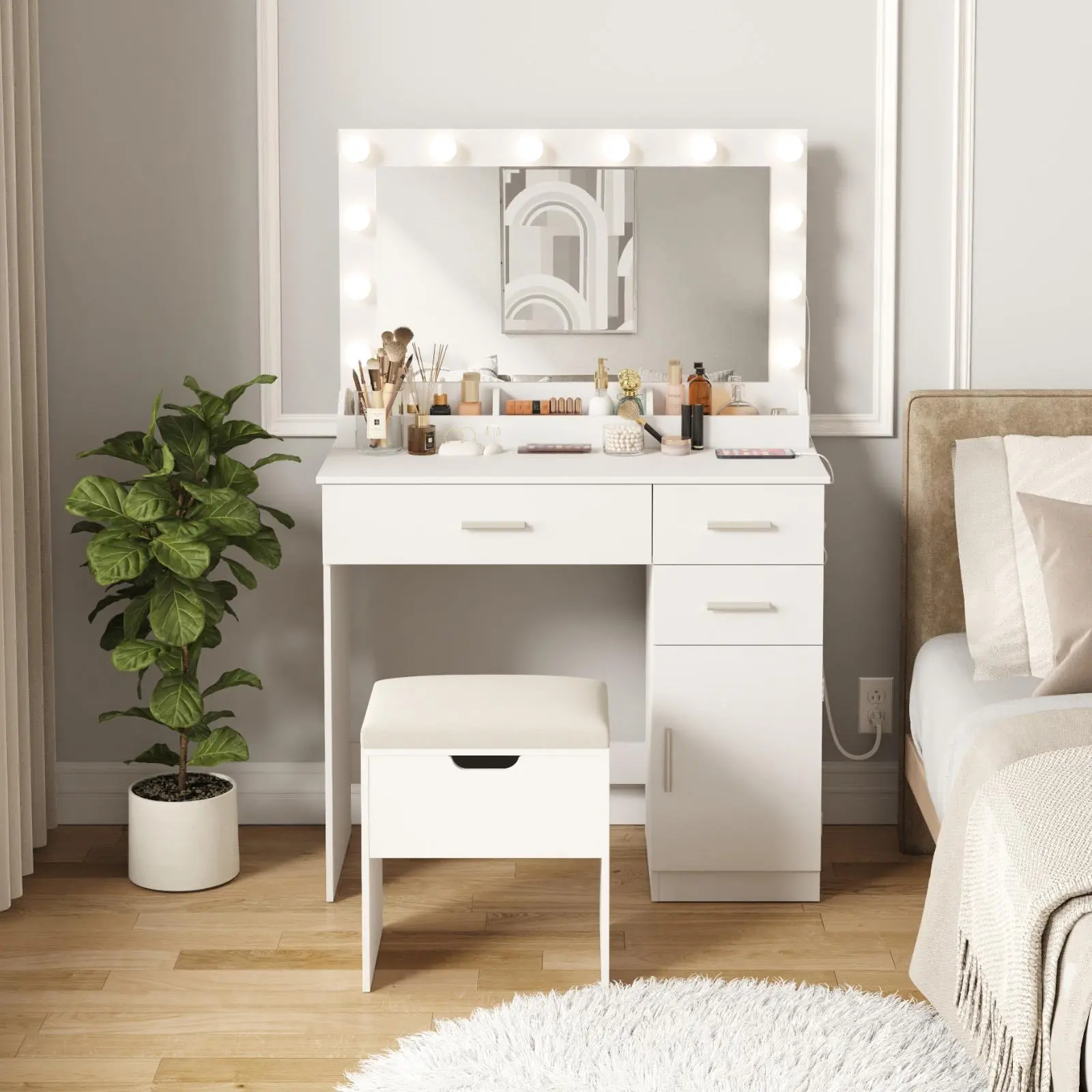 W/ Cabinet, Bulb, 35.4"W